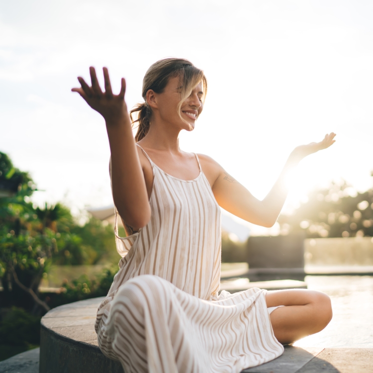 woman practicing yoga